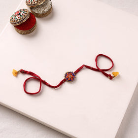 Daisy Flower - Hand Embroidered Bead Work Felt Rakhi 12