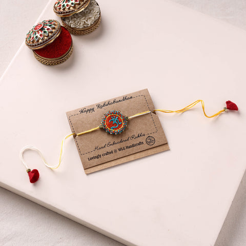 Om - Hand Embroidered Bead Work Felt Rakhi 13