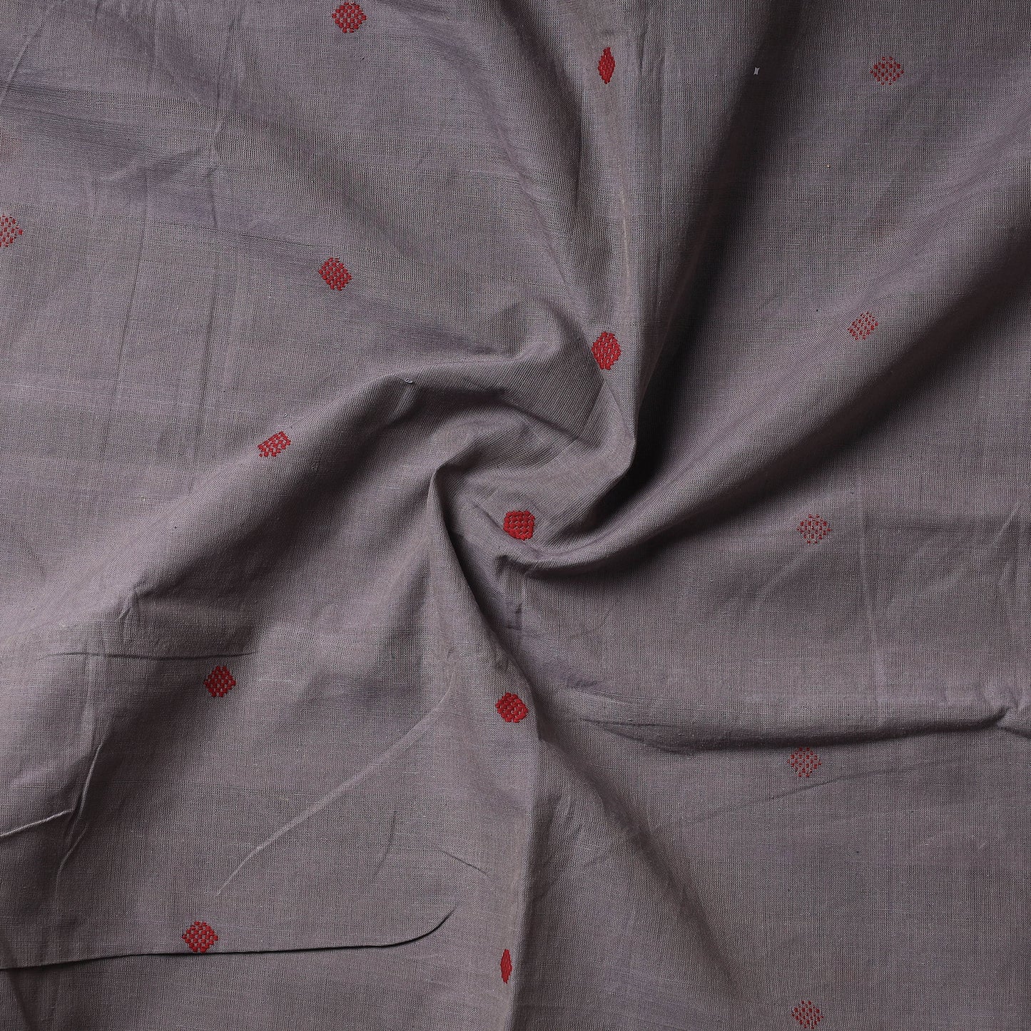 Grey - Godavari Jamdani Pure Handloom Cotton Precut Fabric (1.2 meter)