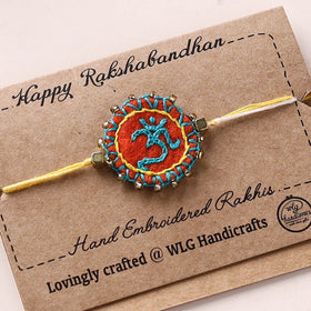 Om - Hand Embroidered Bead Work Felt Rakhi 13