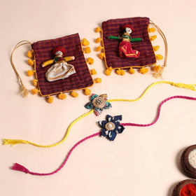  Handmade Fabric Flower Rakhi (Set of 2)