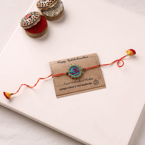 Om - Hand Embroidered Bead Work Felt Rakhi 15