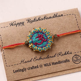 Om - Hand Embroidered Bead Work Felt Rakhi 15