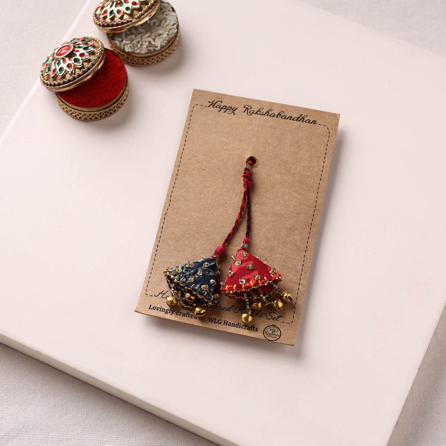 Hand Embroidered Beadwork Lumba Rakhi 21