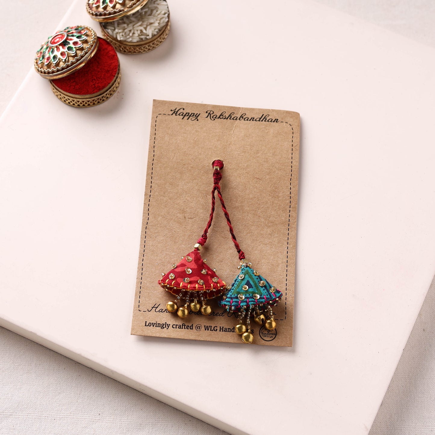 Hand Embroidered Beadwork Lumba Rakhi 22