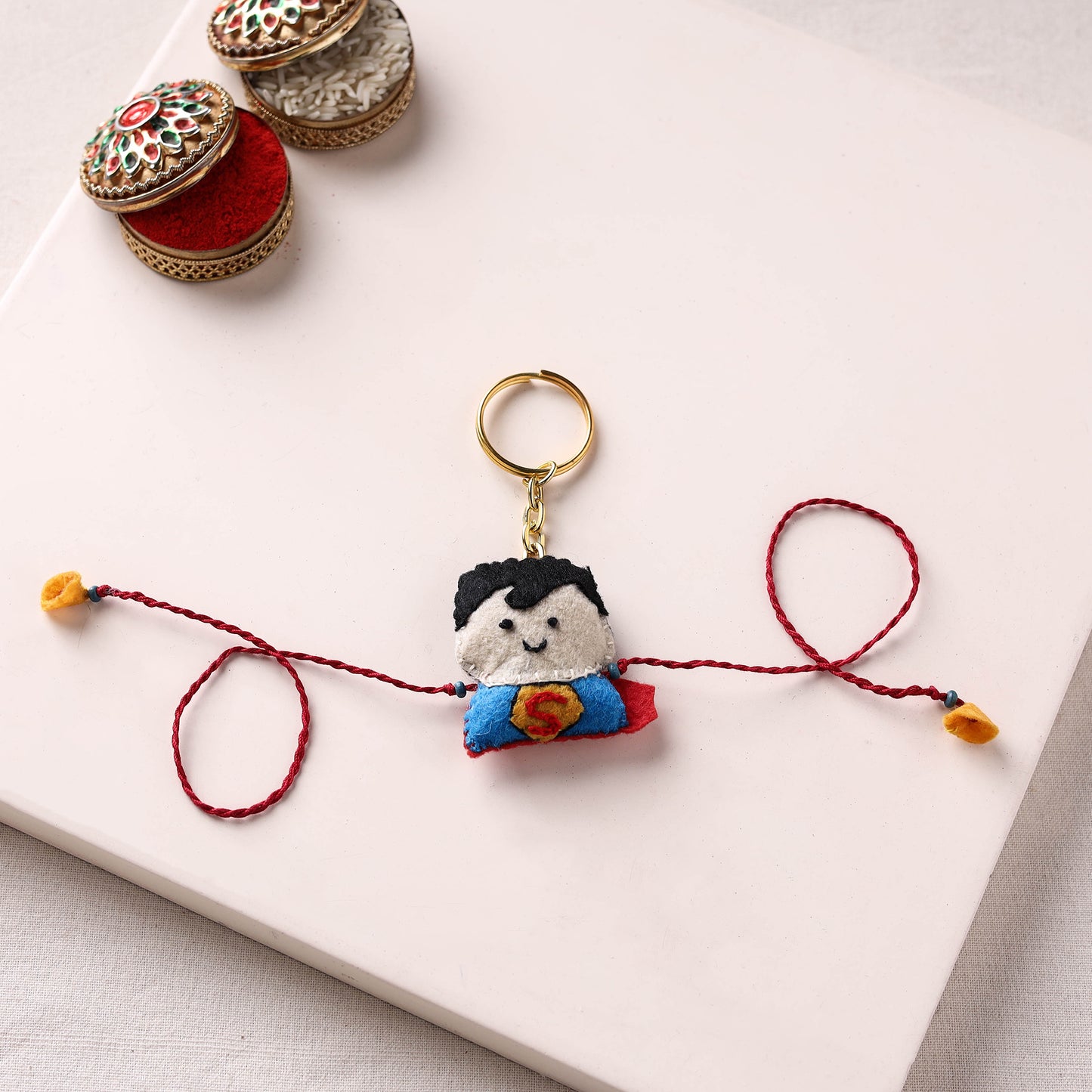 Superman - Hand Embroidered & Felt Work Kids Rakhi 03