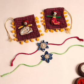  Handmade Fabric Flower Rakhi (Set of 2)