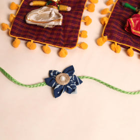  Handmade Fabric Flower Rakhi (Set of 2)