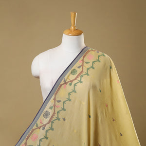 Yellow - Handloom Cotton Phulia Jamdani Fabric 06