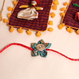  Handmade Fabric Flower Rakhi (Set of 2)
