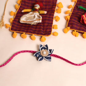  Handmade Fabric Flower Rakhi (Set of 2)