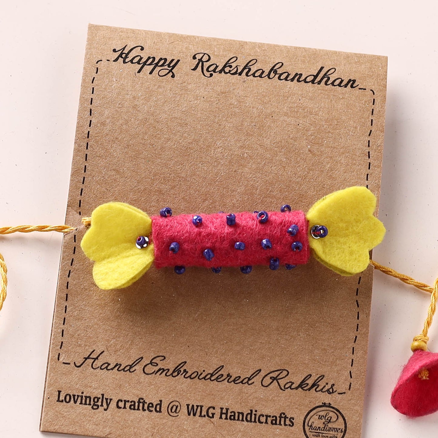 Candy - Hand Embroidered Bead Work Felt Rakhi for Kids 32