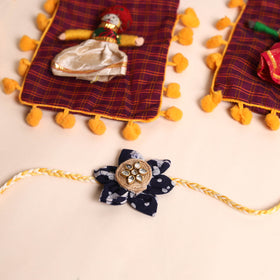  Handmade Fabric Flower Rakhi (Set of 2)