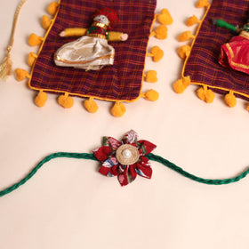  Handmade Fabric Flower Rakhi (Set of 2)
