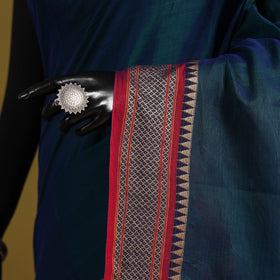 Blue - dharwad cotton saree with border 09 - handcrafted