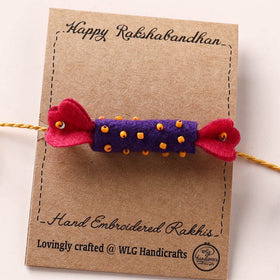 Candy - Hand Embroidered Bead Work Felt Rakhi for Kids 33