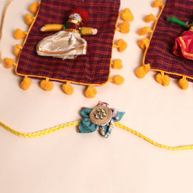  Handmade Fabric Flower Rakhi (Set of 2)