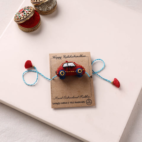 Car - Hand Embroidered Felt Work Kids Rakhi 35