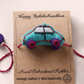 Car - Hand Embroidered Felt Rakhi for Kids 36