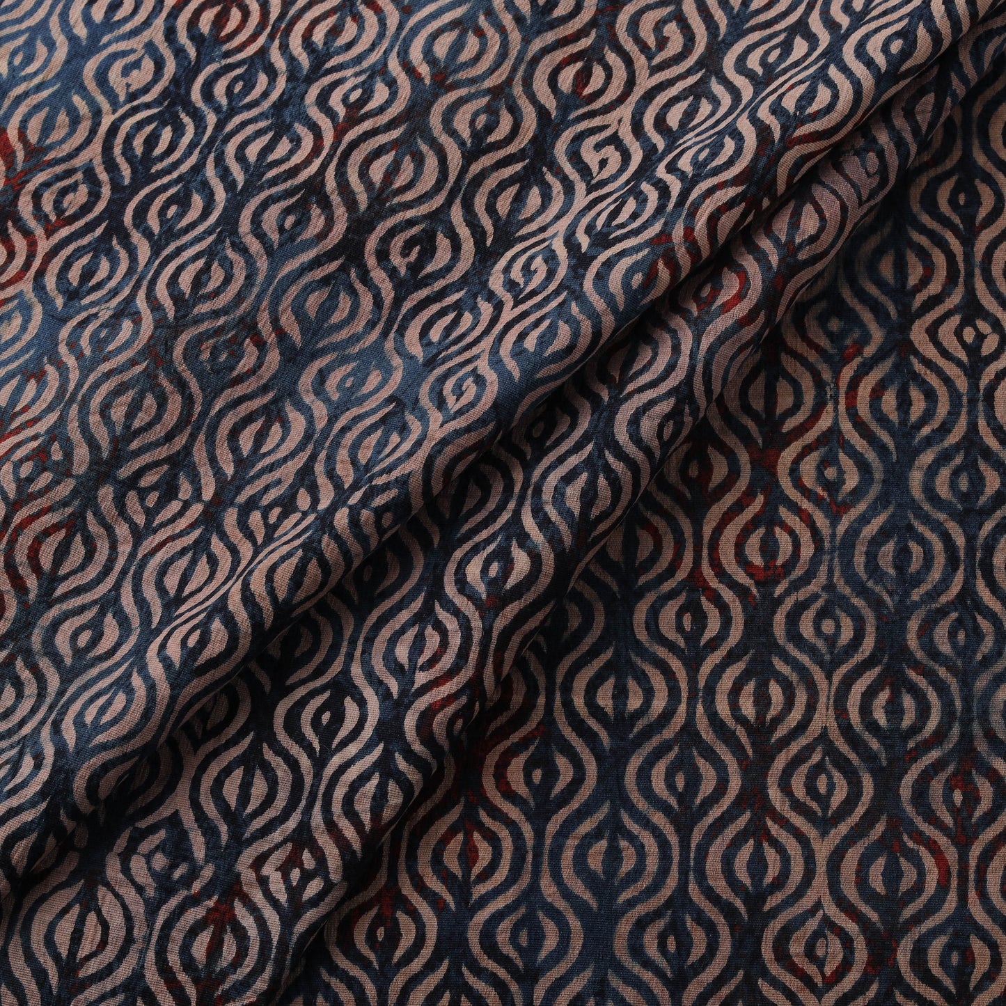 Ajrakh Hand Block Print Natural Dyed Cotton Lycra Fabric 01
