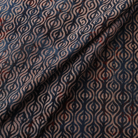Ajrakh Hand Block Print Natural Dyed Cotton Lycra Fabric 01