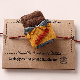 Chocolate - Hand Embroidered Felt Rakhi for Kids 37