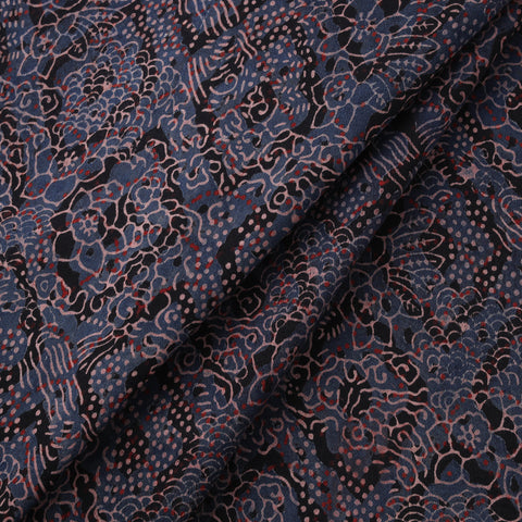 Ajrakh Hand Block Print Natural Dyed Cotton Lycra Fabric 02