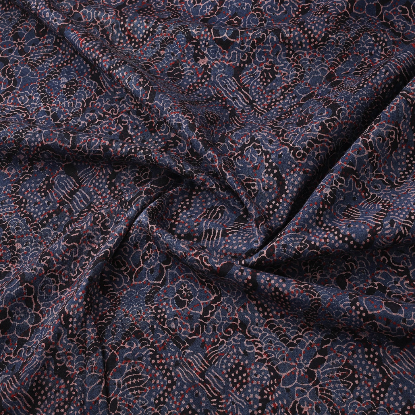 Ajrakh Hand Block Print Natural Dyed Cotton Lycra Fabric 02