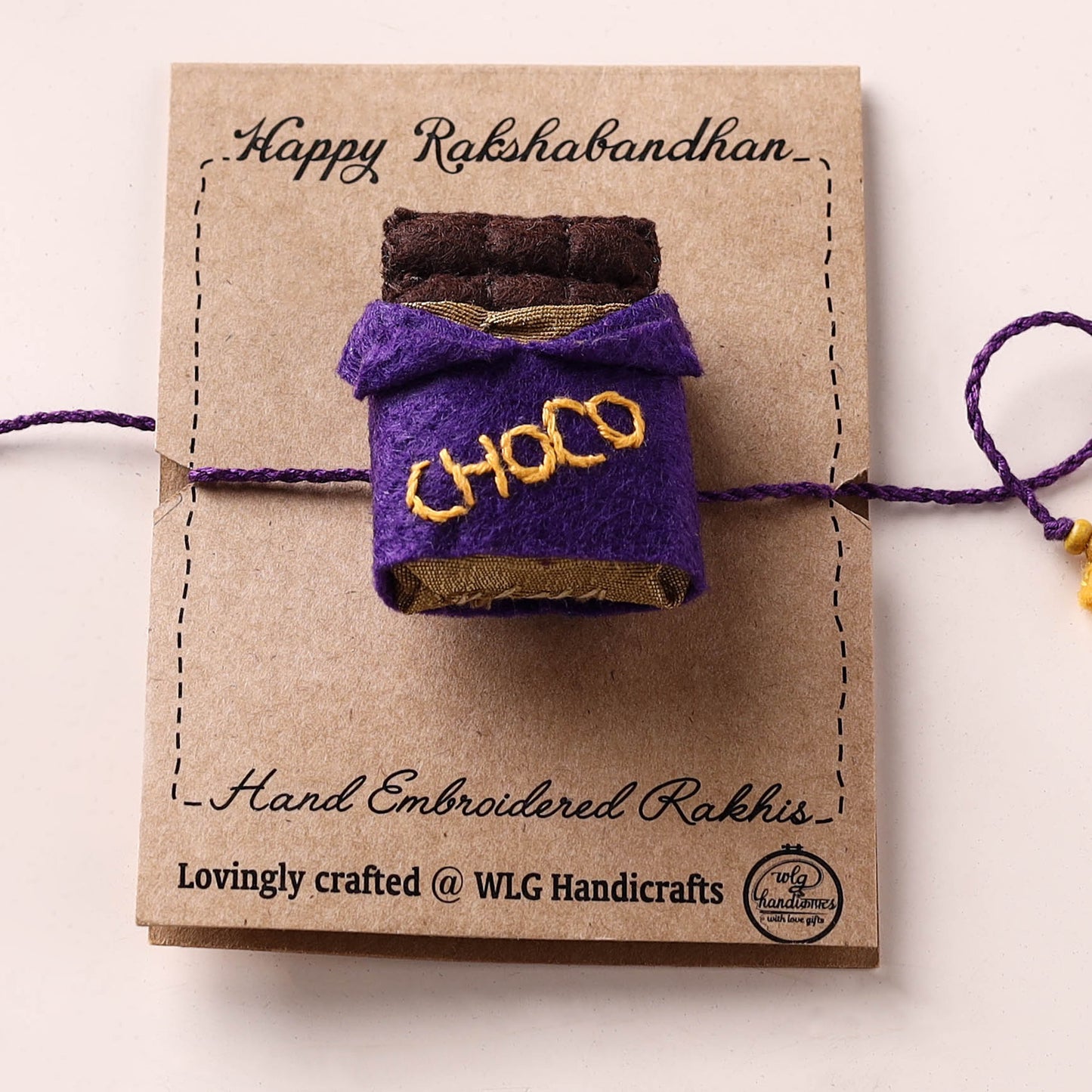 Chocolate - Hand Embroidered Felt Rakhi for Kids 38