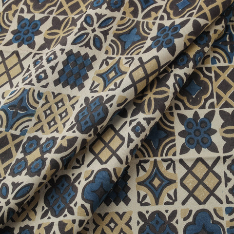 Ajrakh Hand Block Print Natural Dyed Cotton Lycra Fabric 03