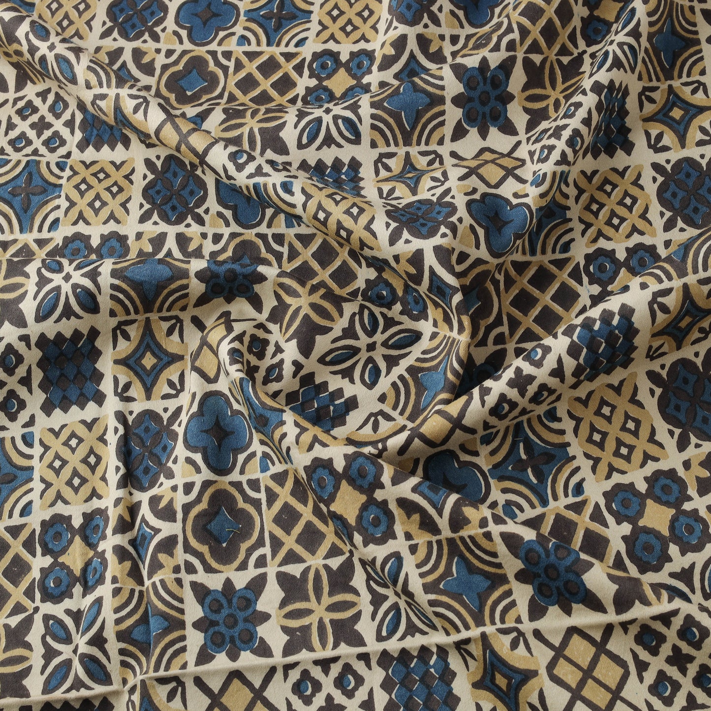 Ajrakh Hand Block Print Natural Dyed Cotton Lycra Fabric 03