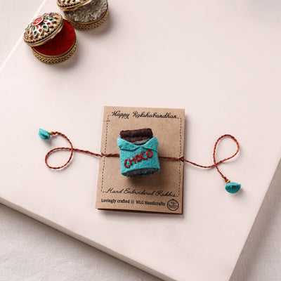 Chocolate - Hand Embroidered Felt Rakhi for Kids 39