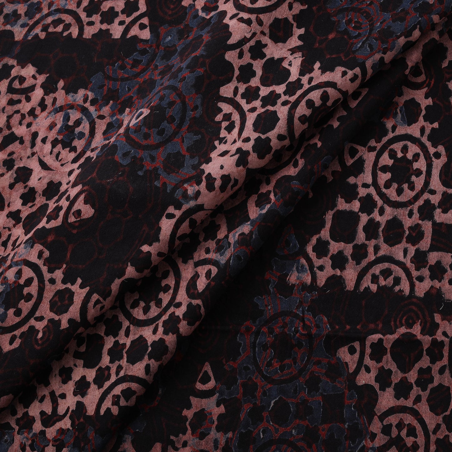 Ajrakh Hand Block Print Natural Dyed Cotton Lycra Fabric 04