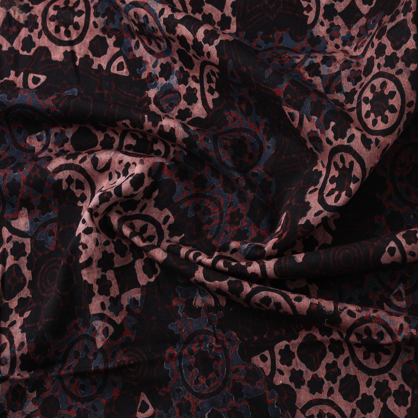 Ajrakh Hand Block Print Natural Dyed Cotton Lycra Fabric 04