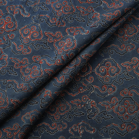 Ajrakh Hand Block Print Natural Dyed Cotton Lycra Fabric 05