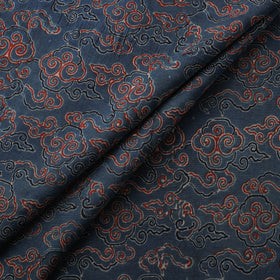 Ajrakh Hand Block Print Natural Dyed Cotton Lycra Fabric 05