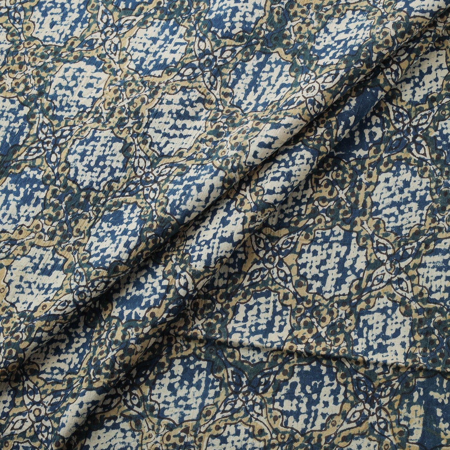 Ajrakh Hand Block Print Natural Dyed Cotton Lycra Fabric 06
