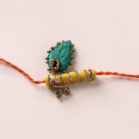 Radha Krishna Bansuri - Hand Embroidered Felt Work Rakhi & Lumba Set 41