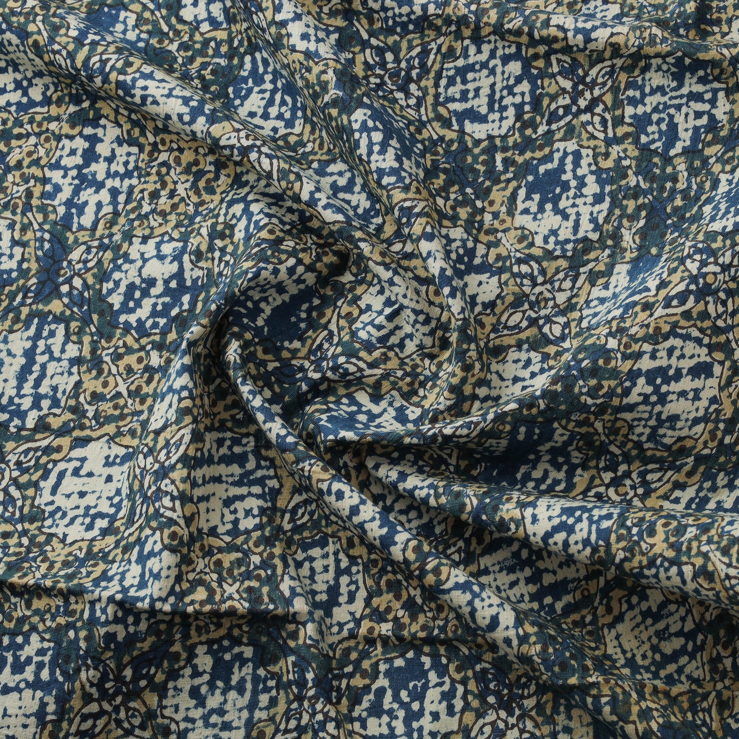 Ajrakh Hand Block Print Natural Dyed Cotton Lycra Fabric 06