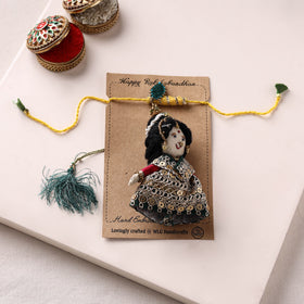 Radha Krishna Bansuri - Hand Embroidered Felt Work Rakhi & Lumba Set 43