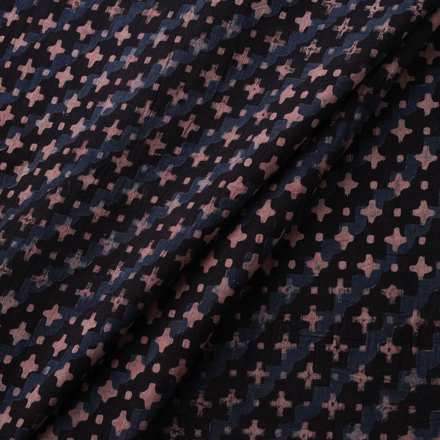 Ajrakh Hand Block Print Natural Dyed Cotton Lycra Fabric 09