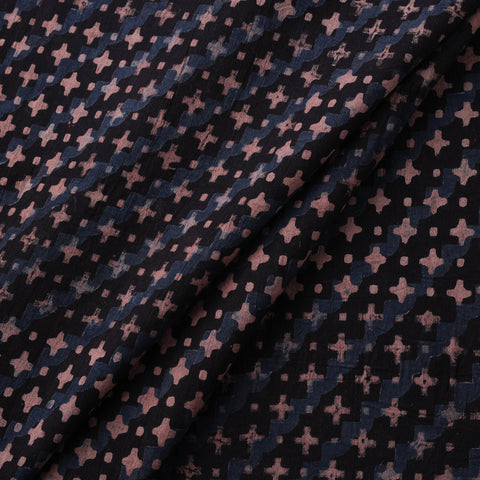 Ajrakh Hand Block Print Natural Dyed Cotton Lycra Fabric 09