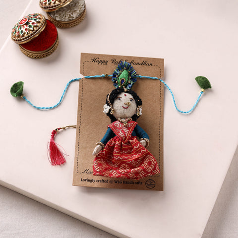 Radha Morpankh - Hand Embroidered Felt Work Rakhi & Lumba Set 44