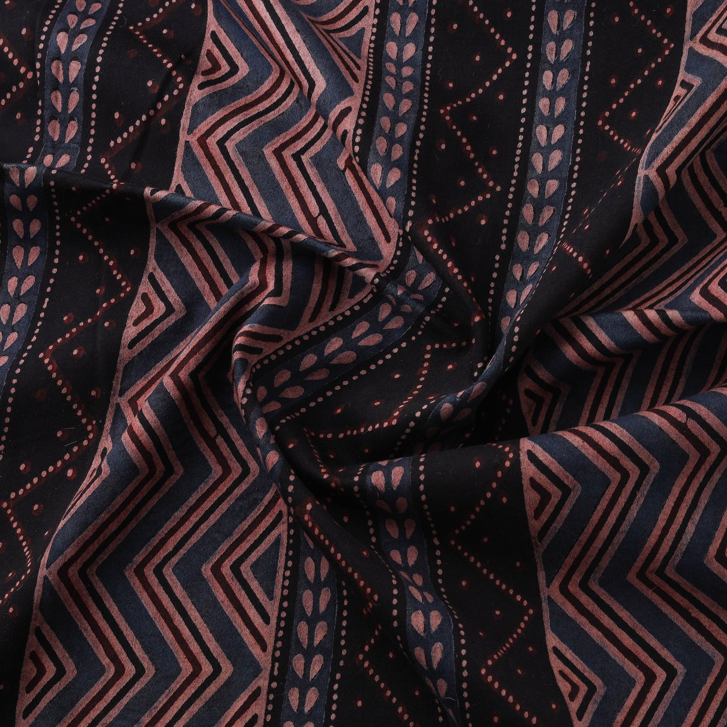Ajrakh Hand Block Print Natural Dyed Cotton Lycra Fabric 10