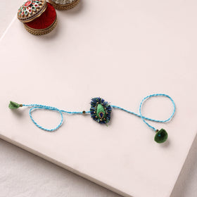 Radha Morpankh - Hand Embroidered Felt Work Rakhi & Lumba Set 44