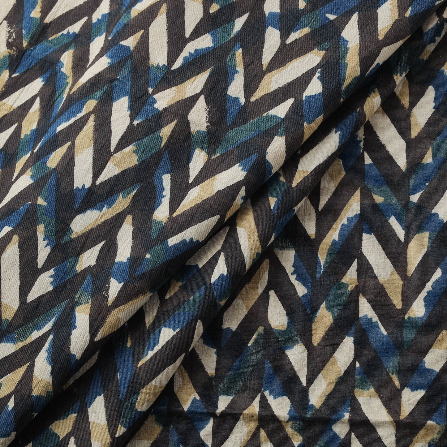 Ajrakh Hand Block Print Natural Dyed Cotton Lycra Fabric 11