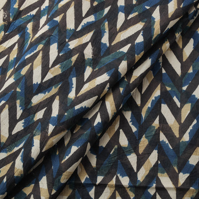 Ajrakh Hand Block Print Natural Dyed Cotton Lycra Fabric 11