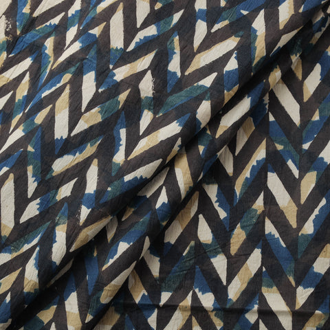 Ajrakh Hand Block Print Natural Dyed Cotton Lycra Fabric 11