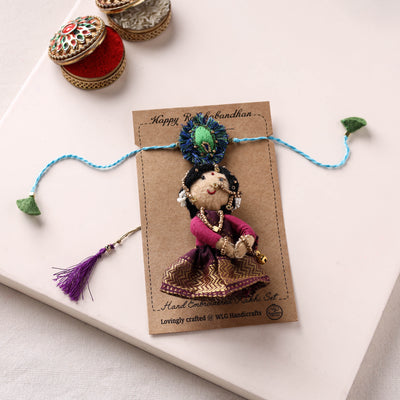 Radha Morpankh - Hand Embroidered Felt Work Rakhi & Lumba Set 45