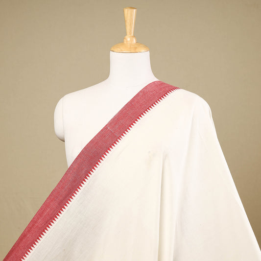 White - Prewashed Dharwad Cotton Thread Border Fabric